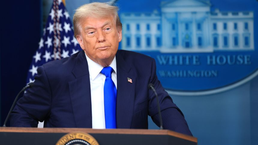 President Donald Trump speaks during a press conference at the White House in Washington, DC, on June 27, following a Supreme Court ruling that limits the application of birthright citizenship.