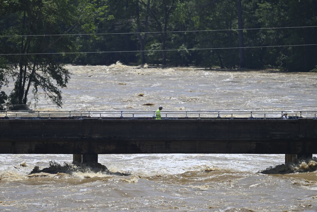 Tropical Storm Chantal flooded central North Carolina with torrential rain, seen here in Chapel Hill on July 7, 2025.