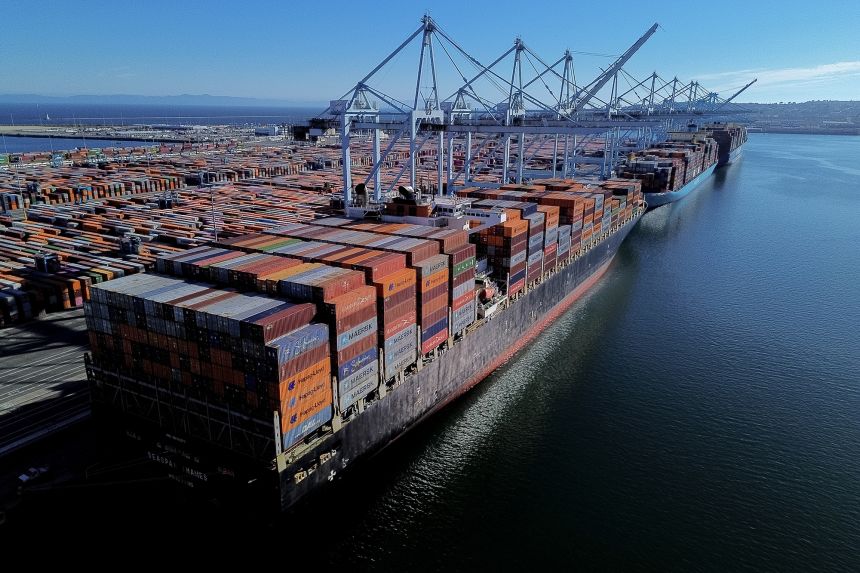 View of the Port of Los Angeles in California on July 8.