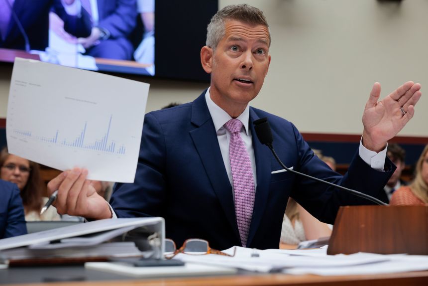 Sec. of Transportation Sean Duffy testifies before the House Transportation and Infrastructure Committee on Capitol Hill on Wednesday.