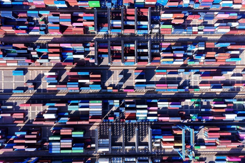 Containers are seen at the port in Qingdao, in China. President Donald Trump imposed tariffs as high as 145% in recent months on goods coming from China to the United States.