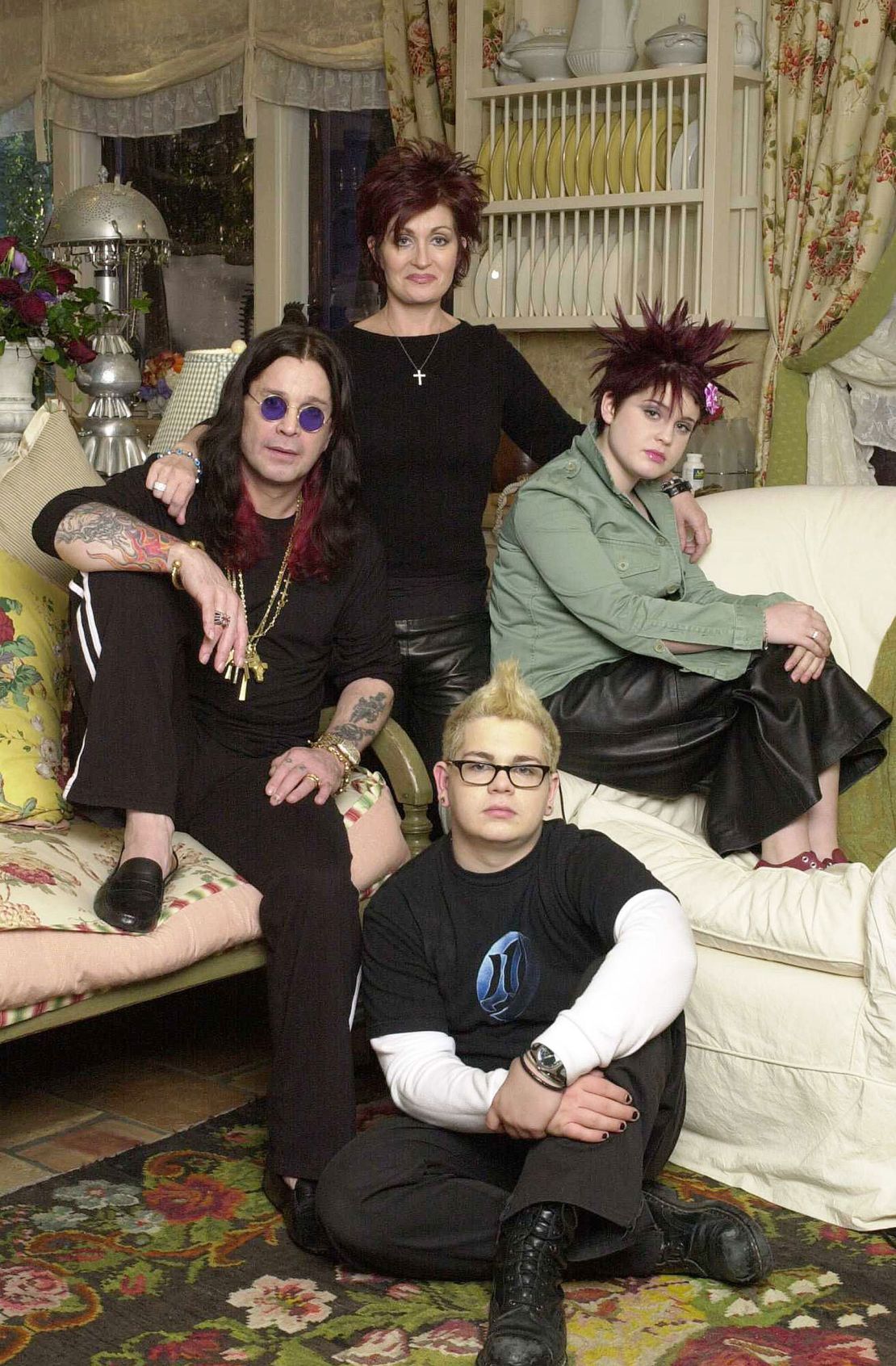 The Osbournes, Ozzy (L), Sharon, Jack, and Kelly are shown in this undated photo.
