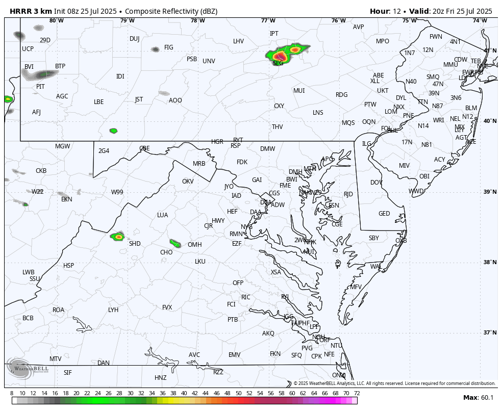 July 25 weather storm radar Friday evening