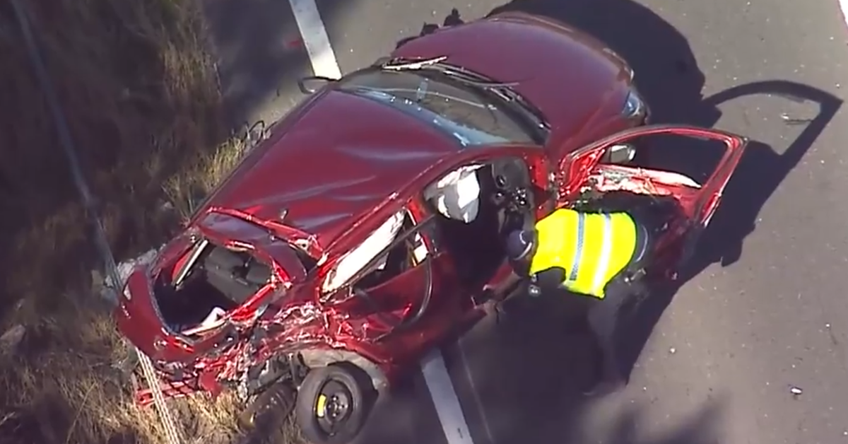 Police chase ends with man wanted over alleged domestic violence fighting for life