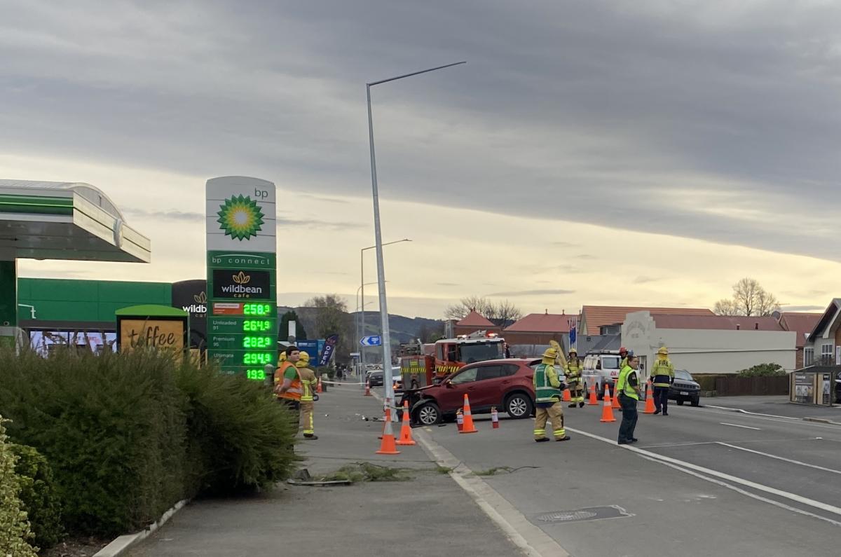 Pole 'arcing and burning' after Mosgiel crash