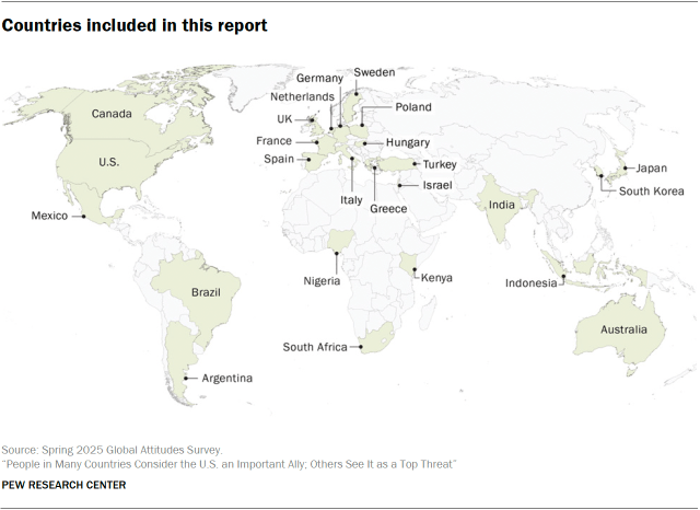 A map showing Countries included in this report
