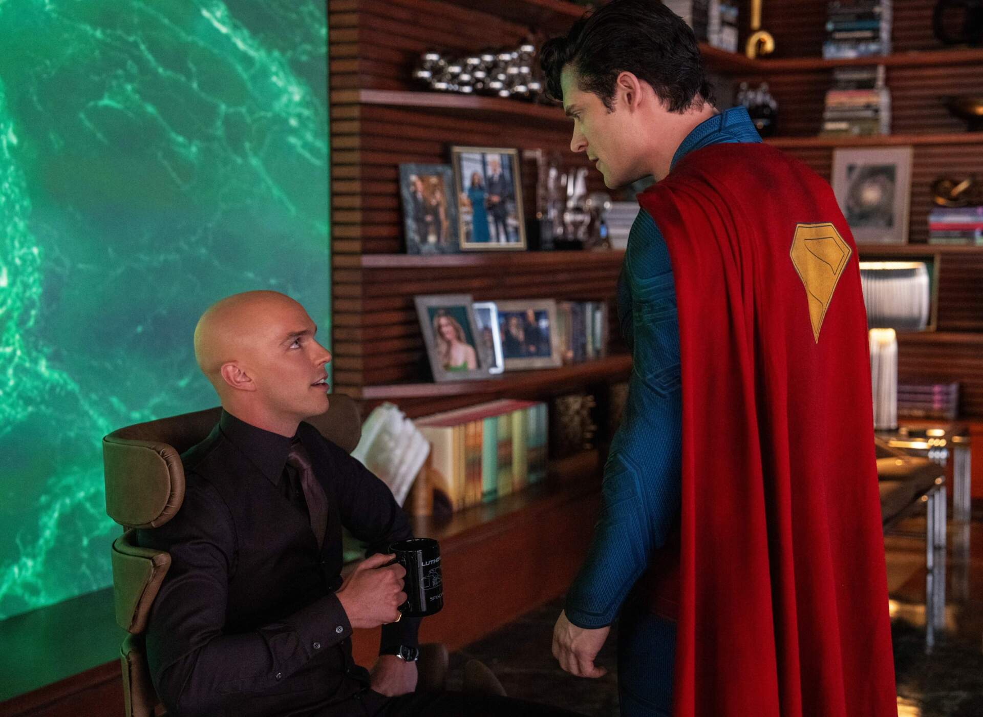From left, Nicholas Hoult and David Corenswet in director James Gunn's "Superman." (Courtesy Warner Bros. Pictures)