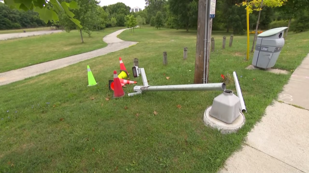 Speed camera cut down near Jane and St. Clair in latest incident of vandalism