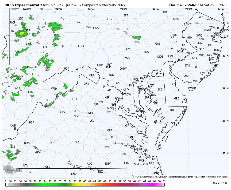 July 25 weather forecast radar Saturday