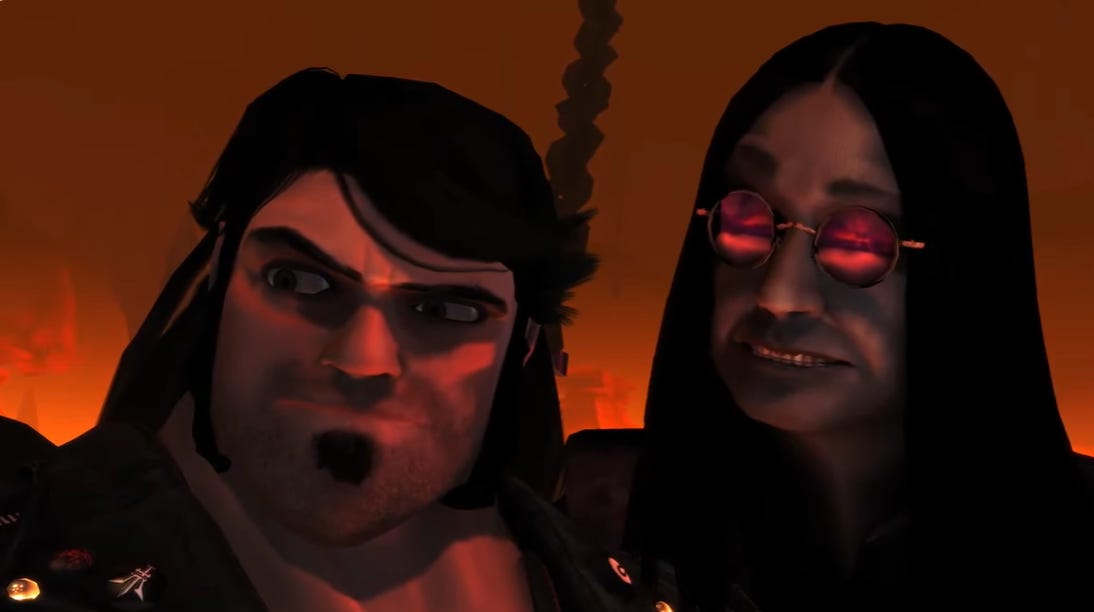 Double Fine Honor's Heavy Metal Legend Ozzy Osbourne by Making Heavy Metal Video Game Brütal Legend Free for 666 Minutes Only