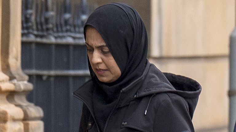 Attiya Sheikh, who arrived along with her husband Omer Sheikh, at Paisley Sheriff Court for sentencing after pleading guilty in May to reset
