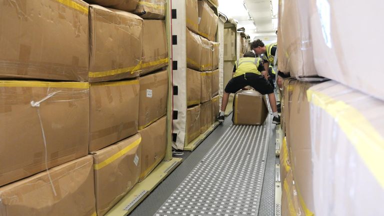 Inside the cargo plane