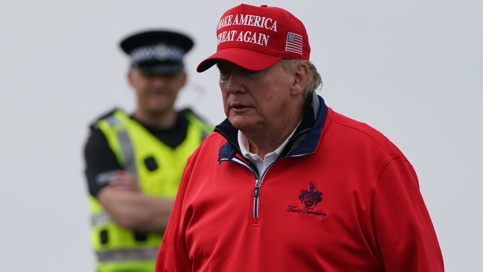 File photo dated 03/05/23 of US President elect Donald Trump playing golf at his Trump Turnberry course in South Ayrshire during his visit t