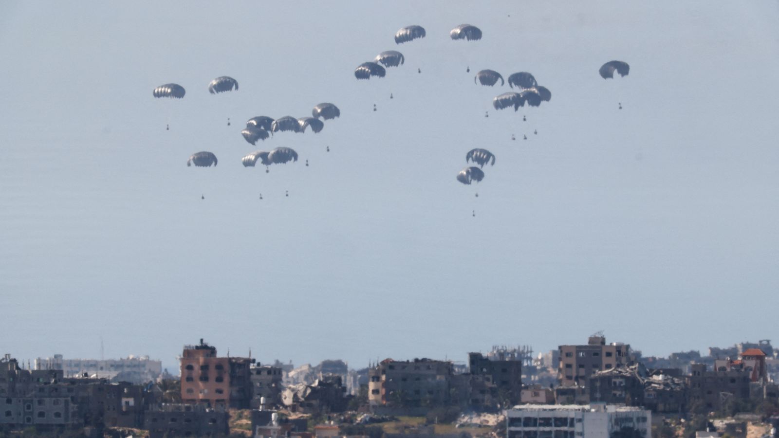 Aid is parachuted into Gaza