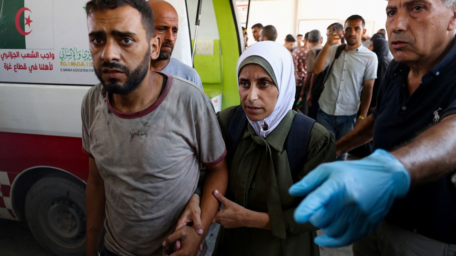 Palestinians transport casualties of Israeli fire, who were seeking aid in northern Gaza, according to medics. Pic: Mahmoud Issa/Reuters