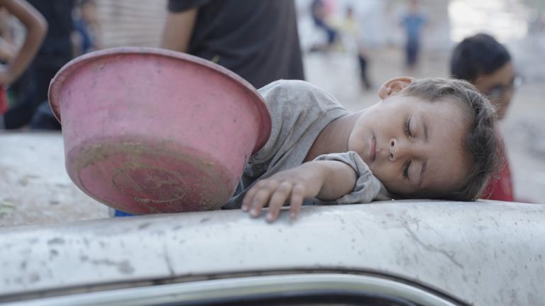 A child at a soup kitchen in Gaza