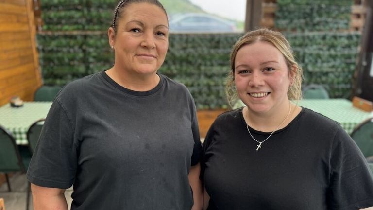 Stephanie Campbell and Leanne Maxwell work at the Trump course