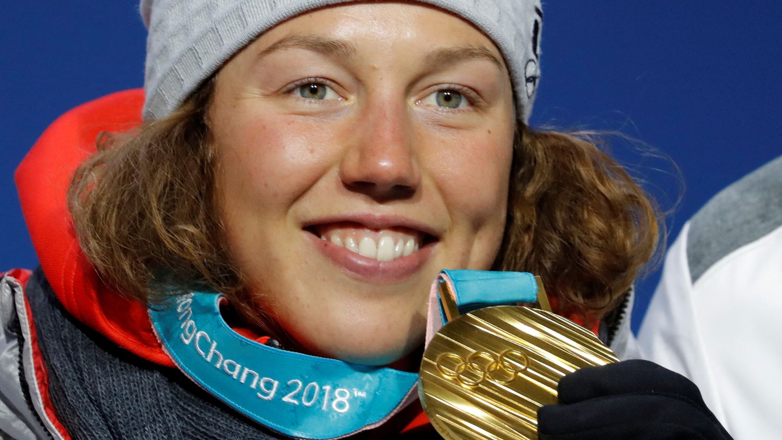 FILE PHOTO: Gold medallist Laura Dahlmeier of Germany on the podium. Pyeongchang 2018 Winter Olympics. Reuters