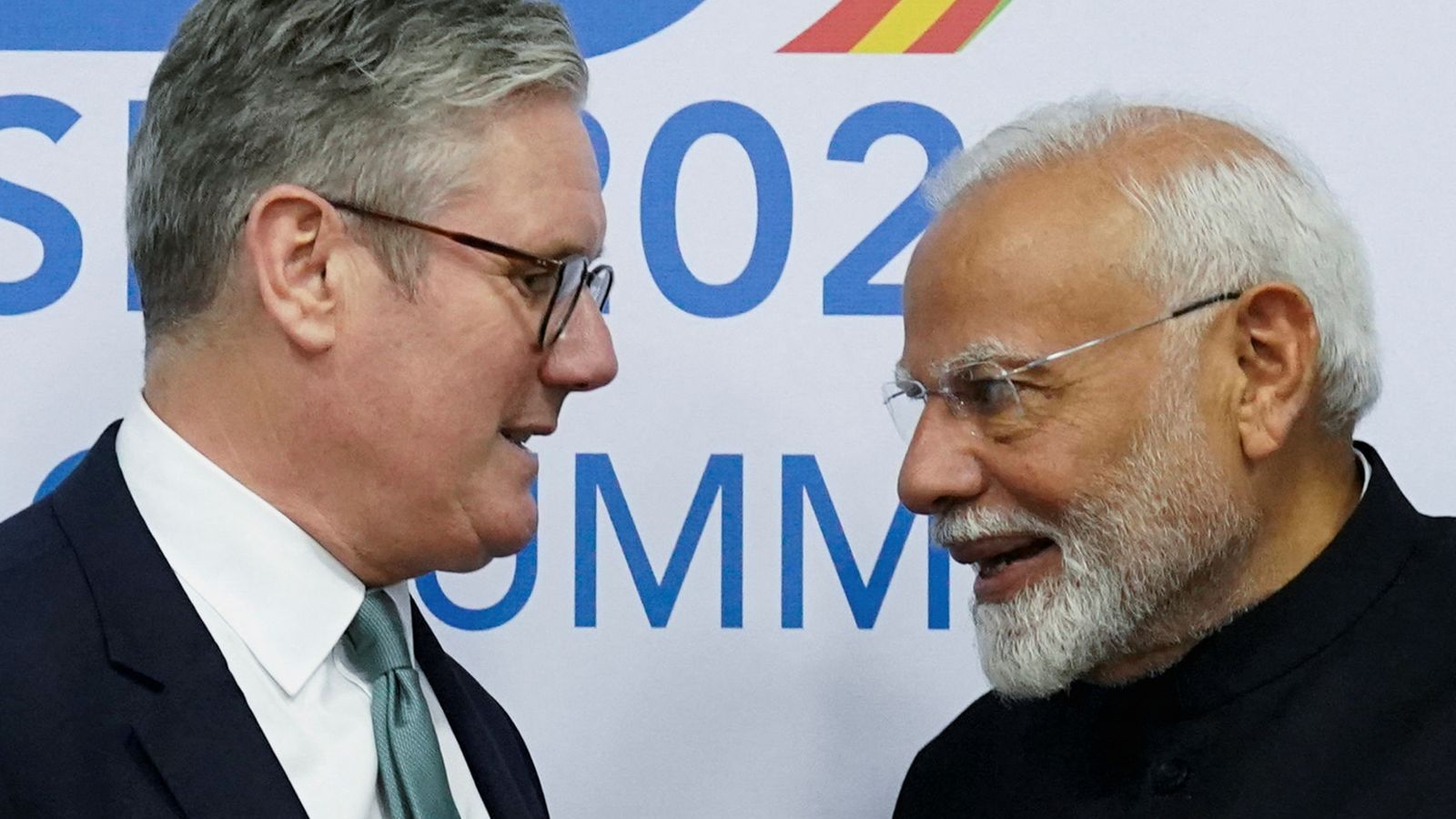 Sir Keir Starmer with the Indian PM, Narendra Modi at the G20 summit in Brazil in November 2024. Pic: Reuters