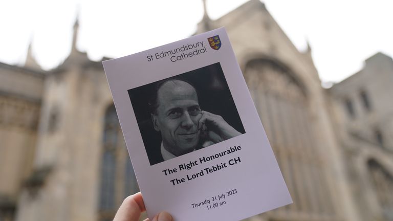 The order of service for the funeral of Lord Norman Tebbit, at St Edmundsbury Cathedral in Bury St Edmunds. The former Cabinet minister died