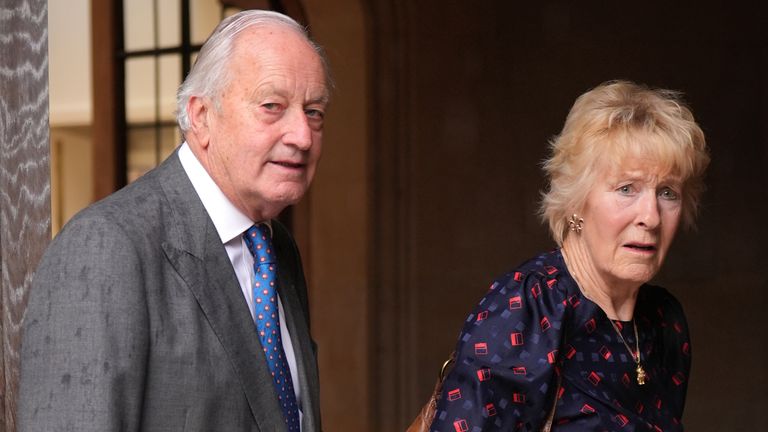 Neil and Christine Hamilton attend the funeral of Lord Norman Tebbit, at St Edmundsbury Cathedral in Bury St Edmunds. The former Cabinet minister died on July 7 at the age of 94. Picture date: Thursday July 31, 2025. PA Photo. Photo credit should read: Joe Giddens/PA Wire
