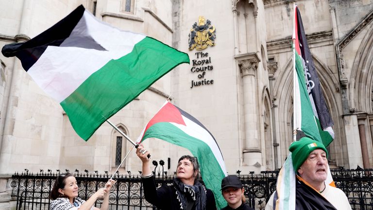 Campaigners celebrate outside The Royal Courts Of Justice.
Pic: PA