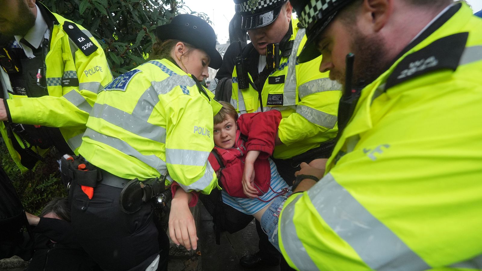 Police arrest Palestine Action protesters. Pic: PA