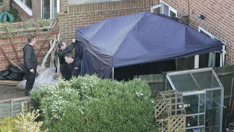Police from both Essex and Kent forces continue searching the back garden of a house in Margate, Kent where accused killer Peter Tobin previ