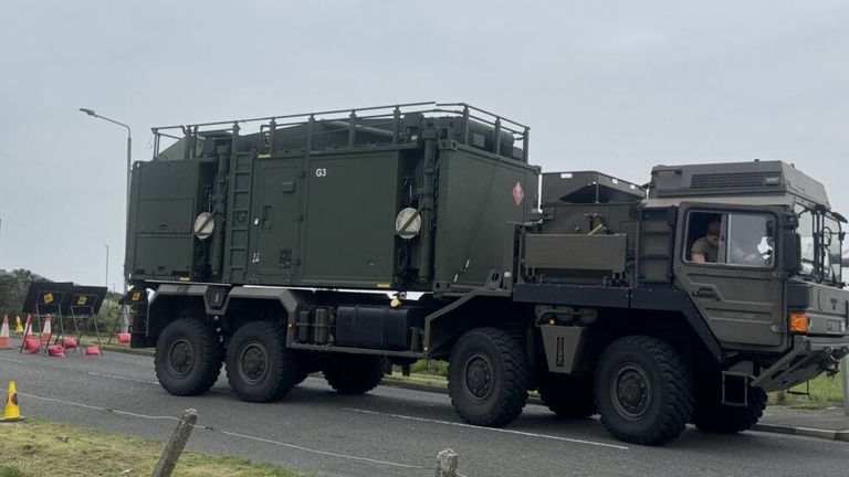 Green military-type truck