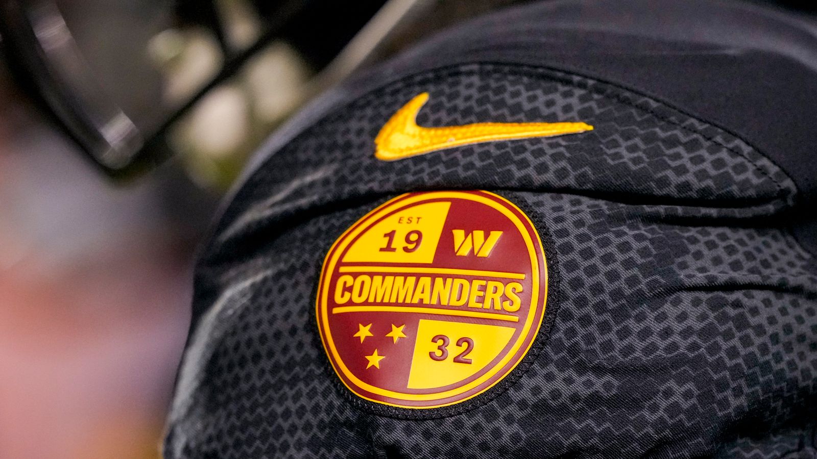 A Washington Commanders logo on a player's uniform before an NFL football game in October 2023. File pic: AP