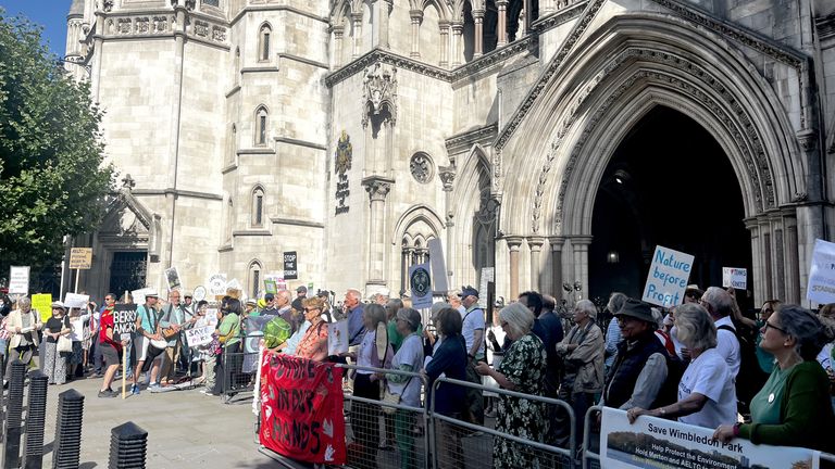 Protesters against the plans outside the High Court earlier this month. Pic: PA