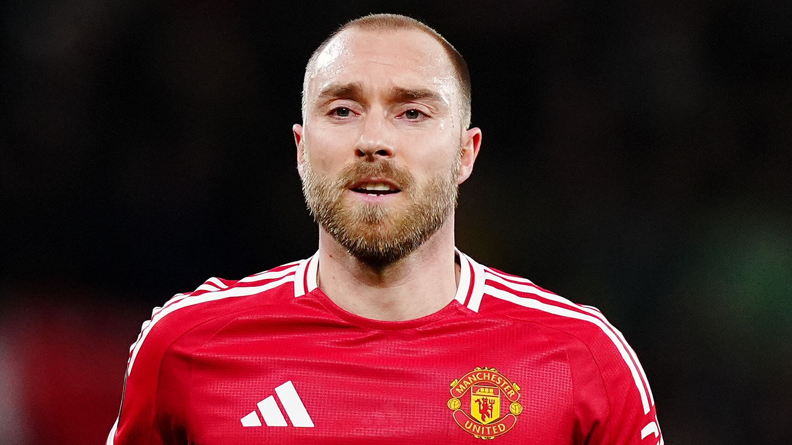 Manchester United's Christian Eriksen during the UEFA Europa League, league stage match at Old Trafford, Manchester. Picture date: Thursday January 23, 2025.