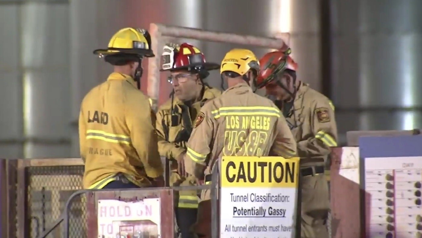 31 construction workers reach safety after collapse of Los Angeles tunnel : NPR