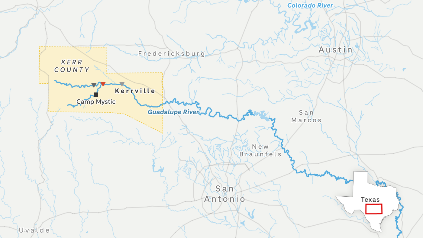 Where the Texas floods happened and how high the waters rose : NPR