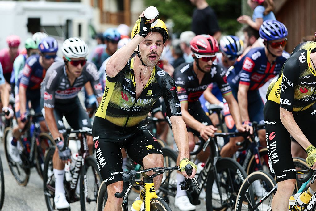 Belgian Victor Campenaerts of Team Visma-Lease a Bike pictured in action during stage 14 of the 2025 Tour de France cycling race, from Pau to Luchon-Superbagneres (183 km), on Saturday 19 July 2025 in France. The 112th edition of the Tour de France starts on Saturday 5 July in Lille, France, and will finish in Paris, France on the 27th of July. BELGA PHOTO POOL LUCA BETTINI (Photo by POOL LUCA BETTINI / BELGA MAG / Belga via AFP)