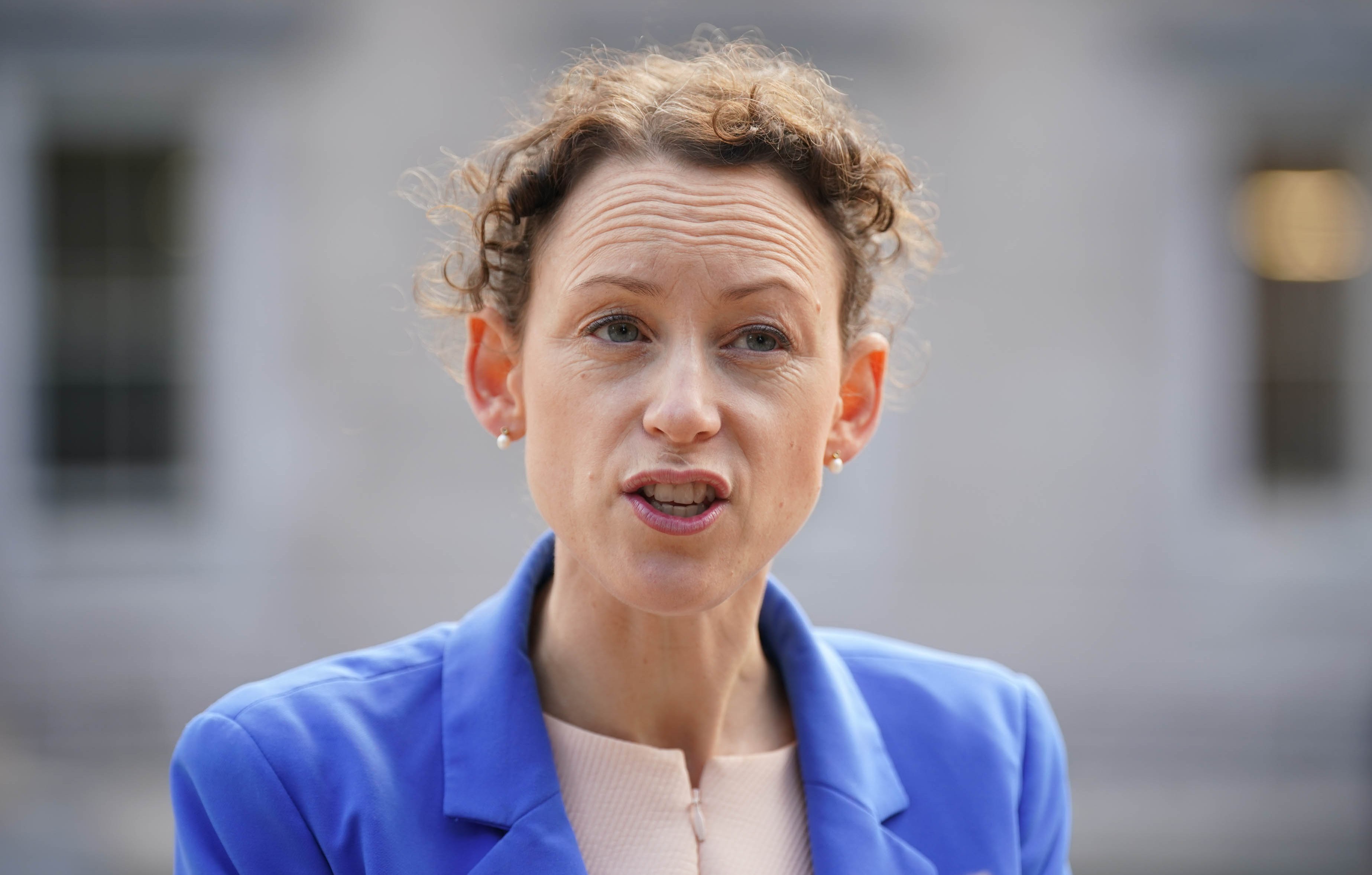 Senator Marie Sherlock speaking to reporters about Ryan Tubridy's salary.