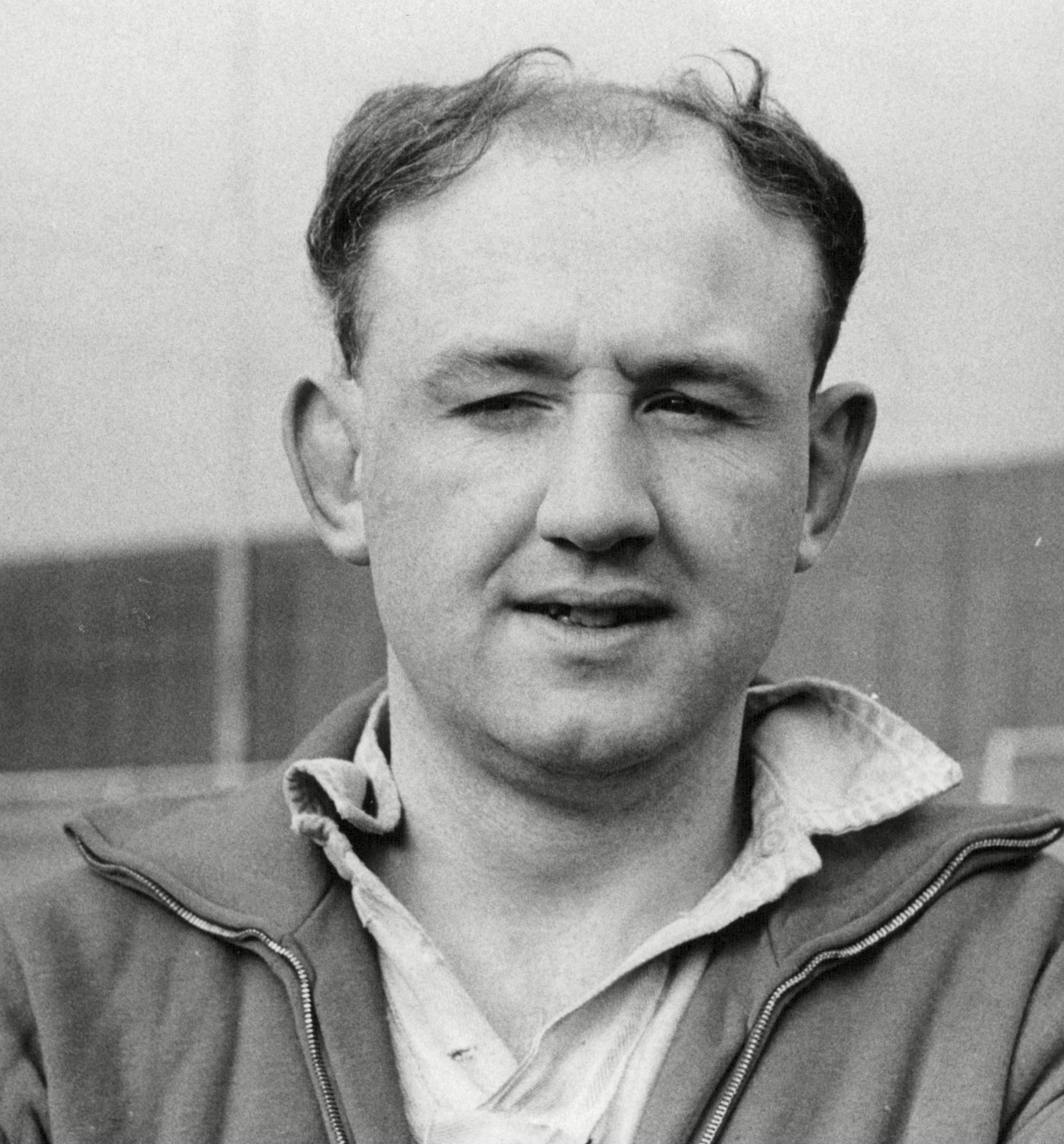 Black and white photo of Ray French, St. Helen's Rugby League player.