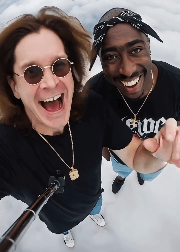 AI-generated image of Ozzy Osbourne and Tupac Shakur.
