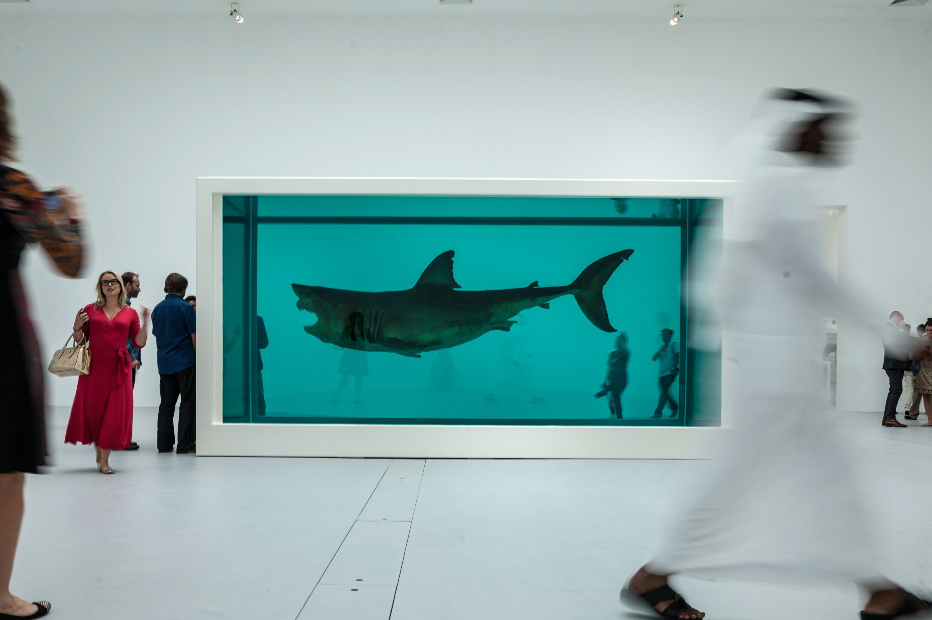 Damien Hirst's "The Immortal" shark in formaldehyde at the Relics exhibition.