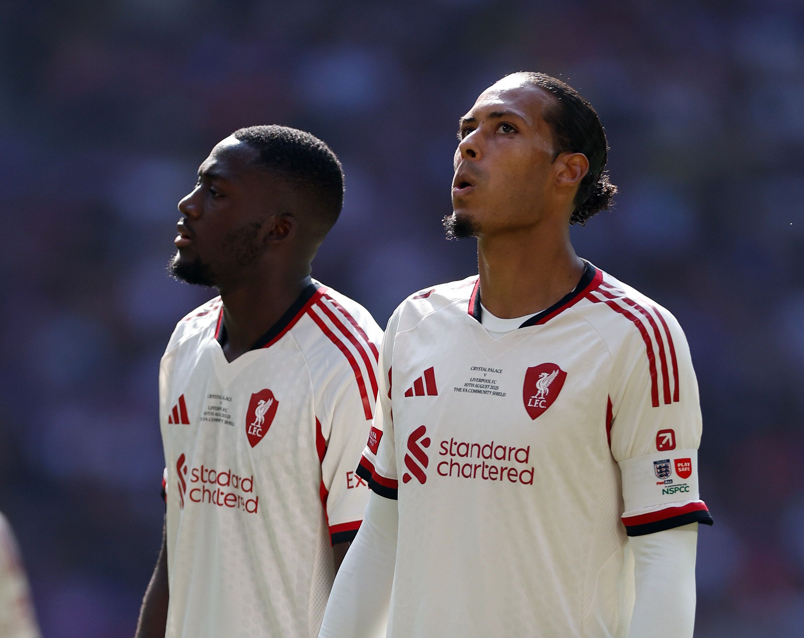 Virgil van Dijk and Ibrahima Konaté of Liverpool at the Community Shield.