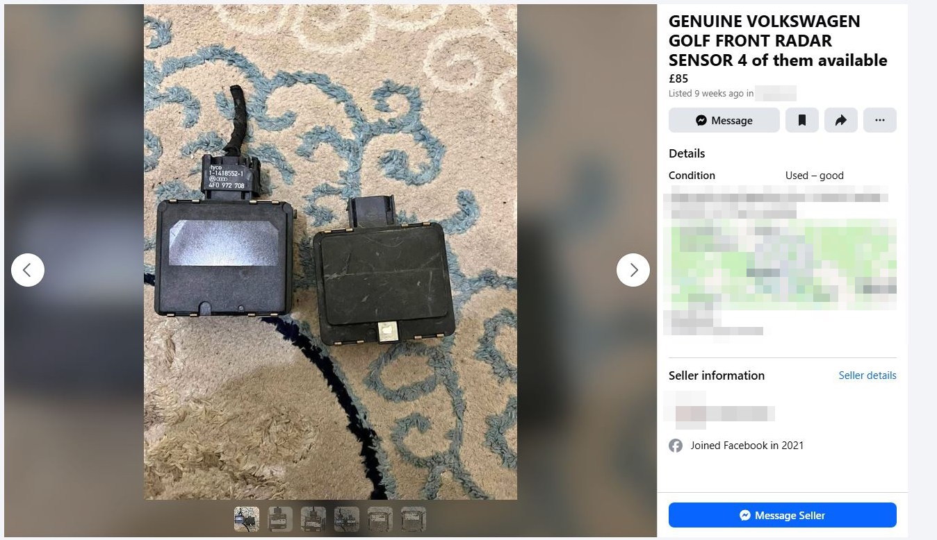 Image of Volkswagen Golf front radar sensors for sale online.