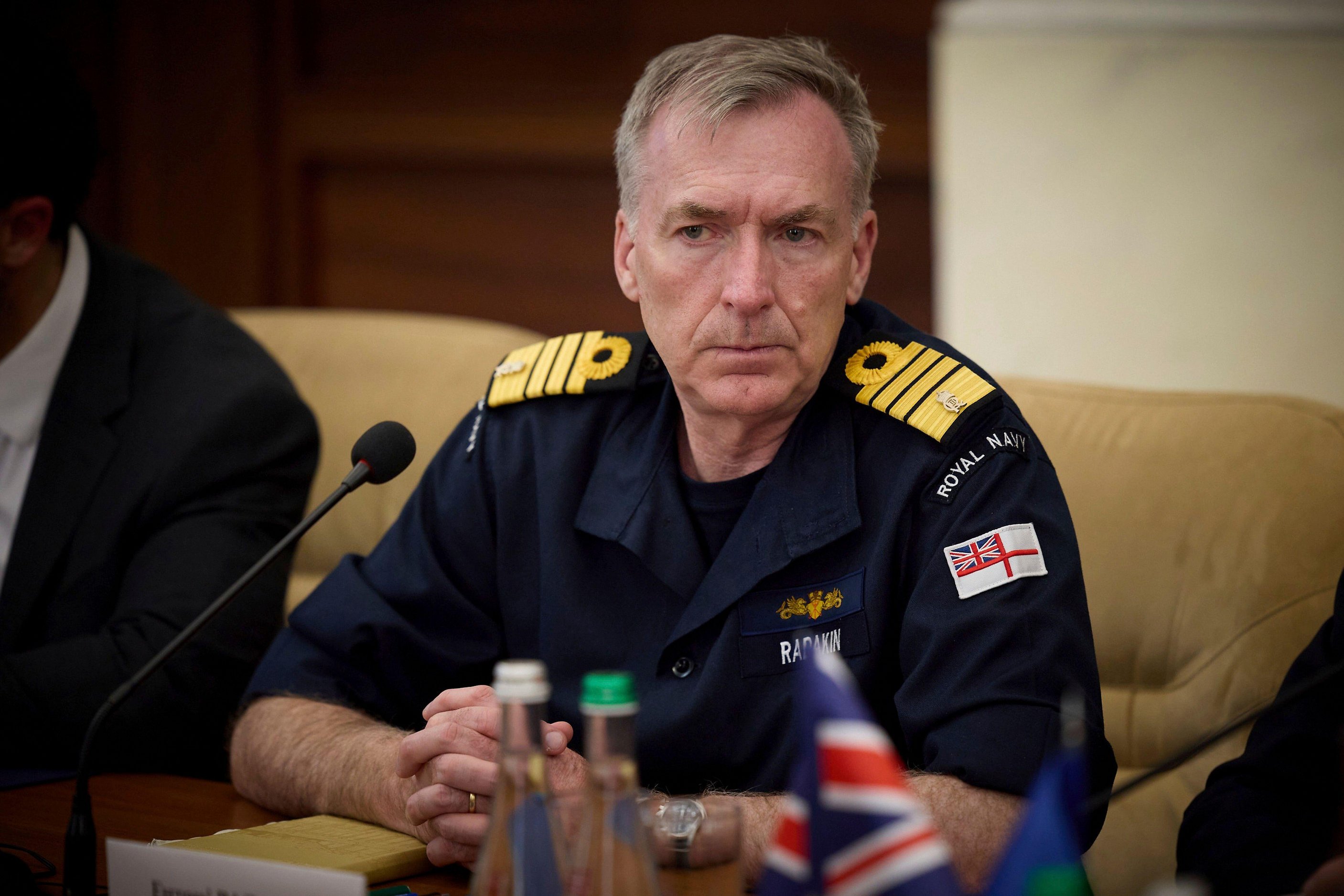 Admiral Sir Tony Radakin at a meeting with President Zelenskyy.