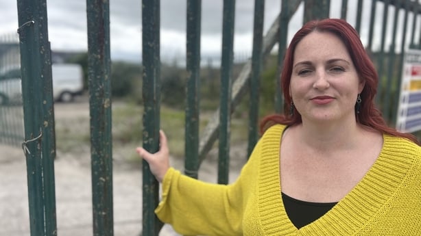 Adrienne Wallace stands outside the site of the old sugar factory in Carlow