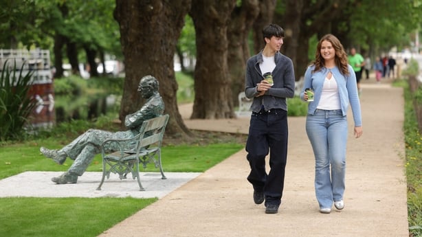Cillian McCarthy and Nessa Gaffney on the reopened towpath of the Grand Canal