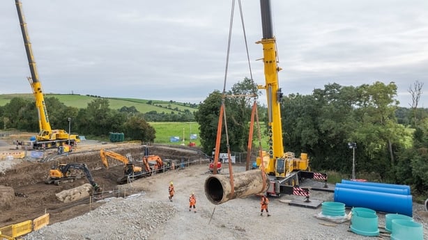 Crane at the site of the Ballymore Eustace to Saggart Reservoir pipeline repair work.