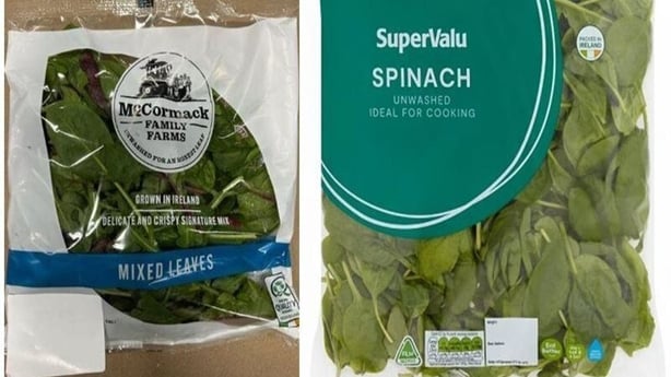 McCormack family farms mixed leaves and Supervalu spinach that has been recalled by the FSAI