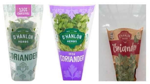 An image of three of the affected potted coriander products