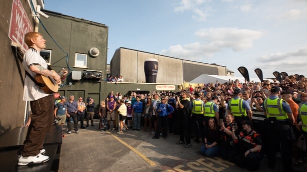 Ed Sheeran performing at the Fleadh