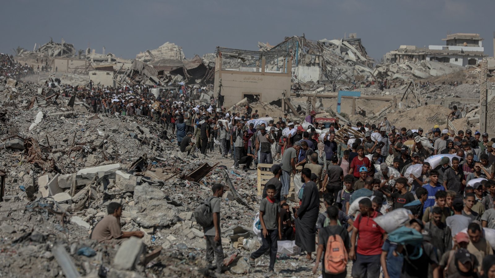 Gaza civil defence says 20 dead after aid truck overturns